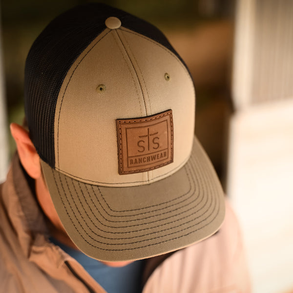 STS Lasered Leather Patch Hat - Loden & Black - STS Ranchwear