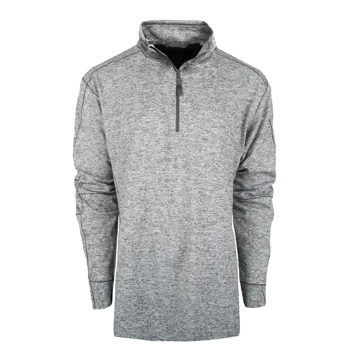 Lightweight gray quarter zip on a white background.