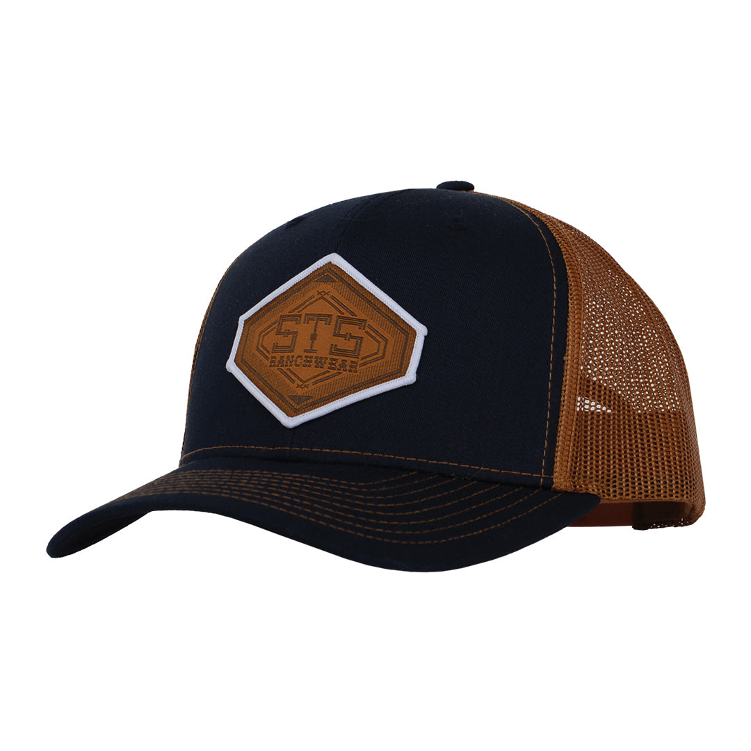 STS Brown Diamond Patch Hat - Navy & Caramel - STS Ranchwear