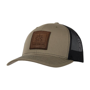 STS Lasered Leather Patch Hat - Loden & Black