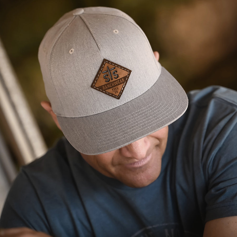 STS Lasered Diamond Leather Patch Hat - Heather Gray