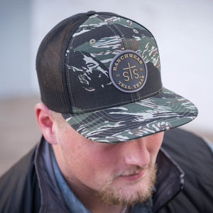 STS Charcoal Rubber Patch Hat - Tiger Camo & Black