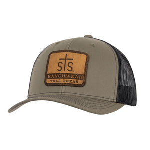 STS Cutout Leather Patch Hat - Loden & Black