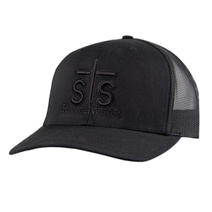 STS Puff Embroidery Hat - Black & Black