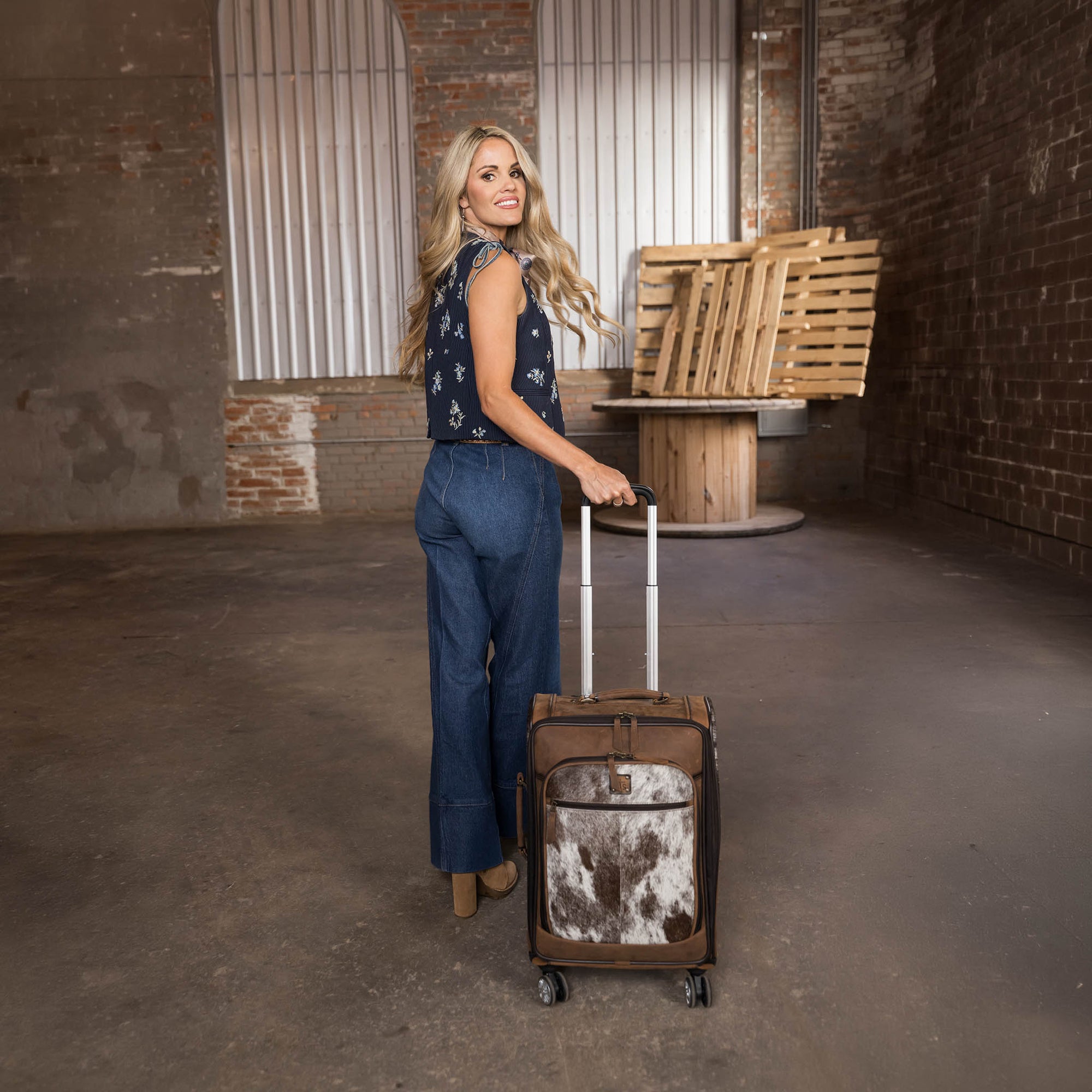 Cowhide Rolling Suitcase - STS Ranchwear