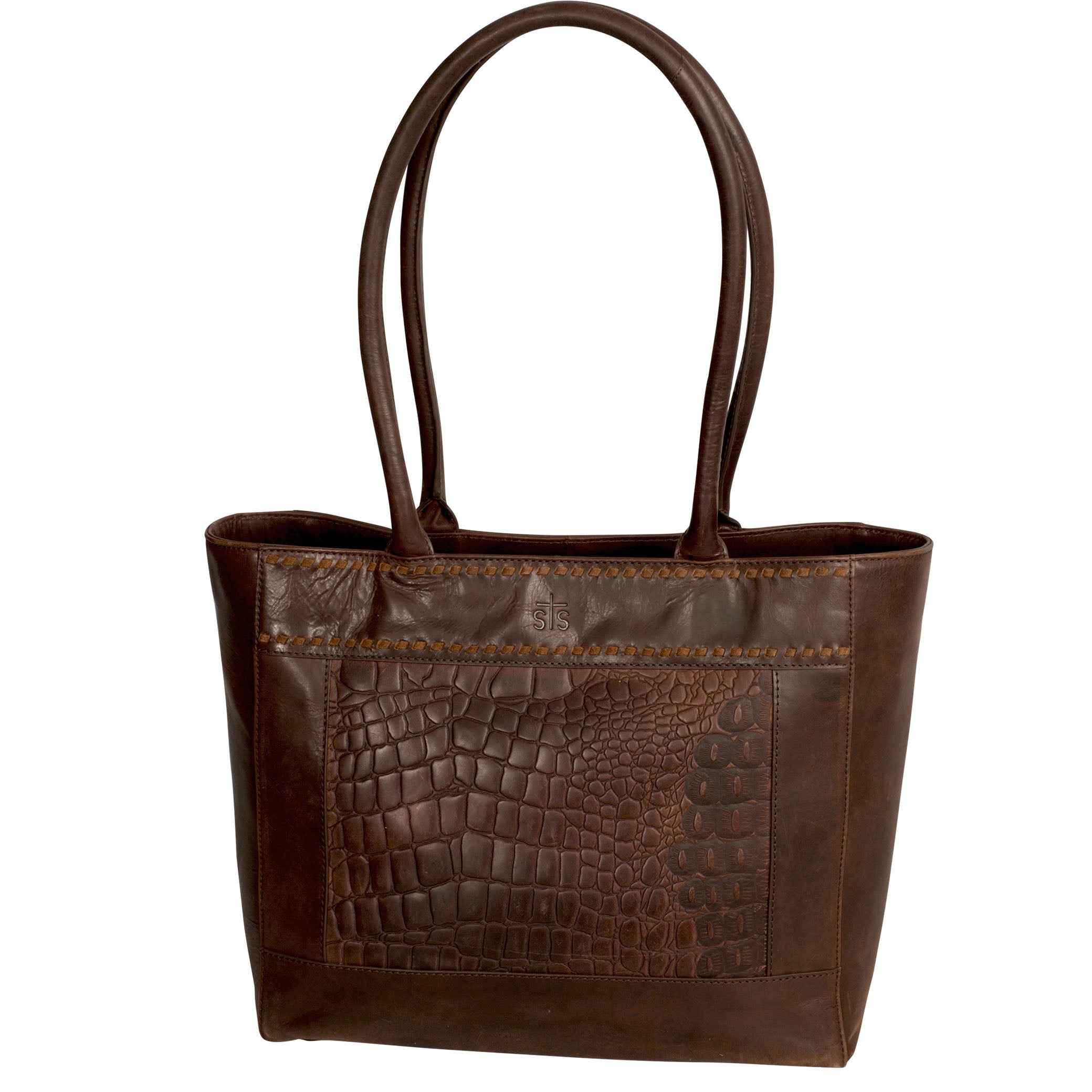 M St. Tote Bag in Caiman Croc Embossed Leather