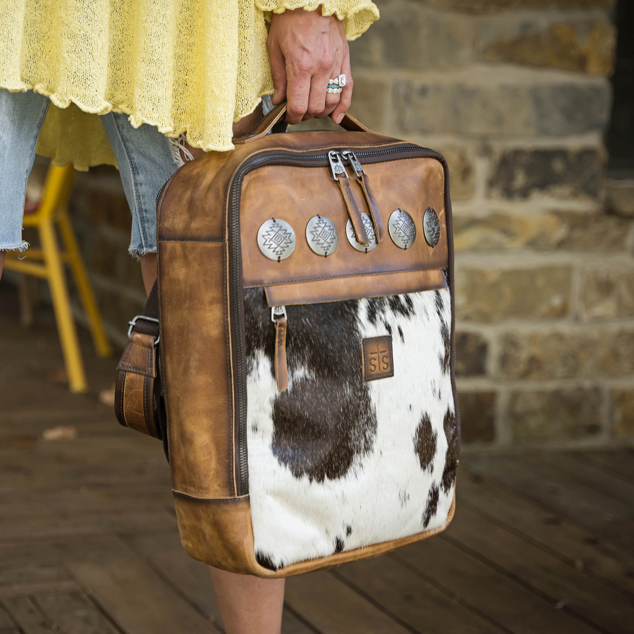cowgirl trendy leather backpack STS Ranchwear Vaquero Cowhide Lennon Backpack STS34152