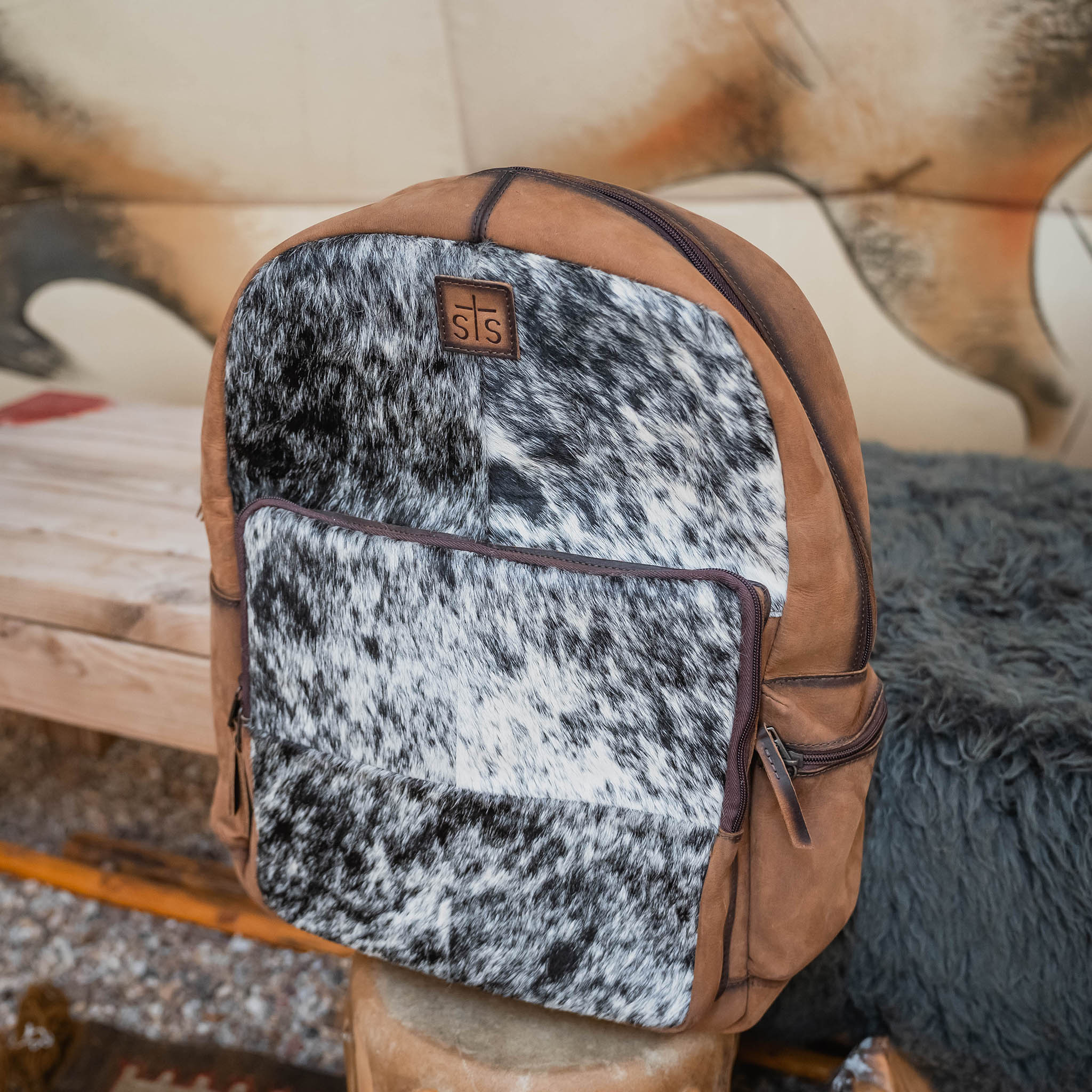 cowhide leather sierra backpack STS Ranchwear Indie Cowhide Whitness Backpack