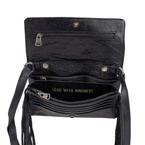 Indie Cowhide Harper Crossbody - Black