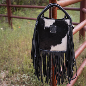 Indie Cowhide Sugar Satchel - Black