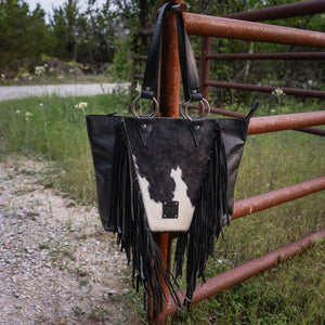 Indie Cowhide Tote - Black