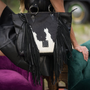 Indie Cowhide Tote - Black