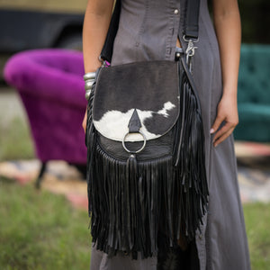 Indie Cowhide Saddle Bag - Black