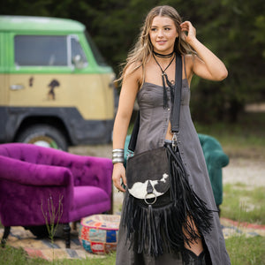 Indie Cowhide Saddle Bag - Black