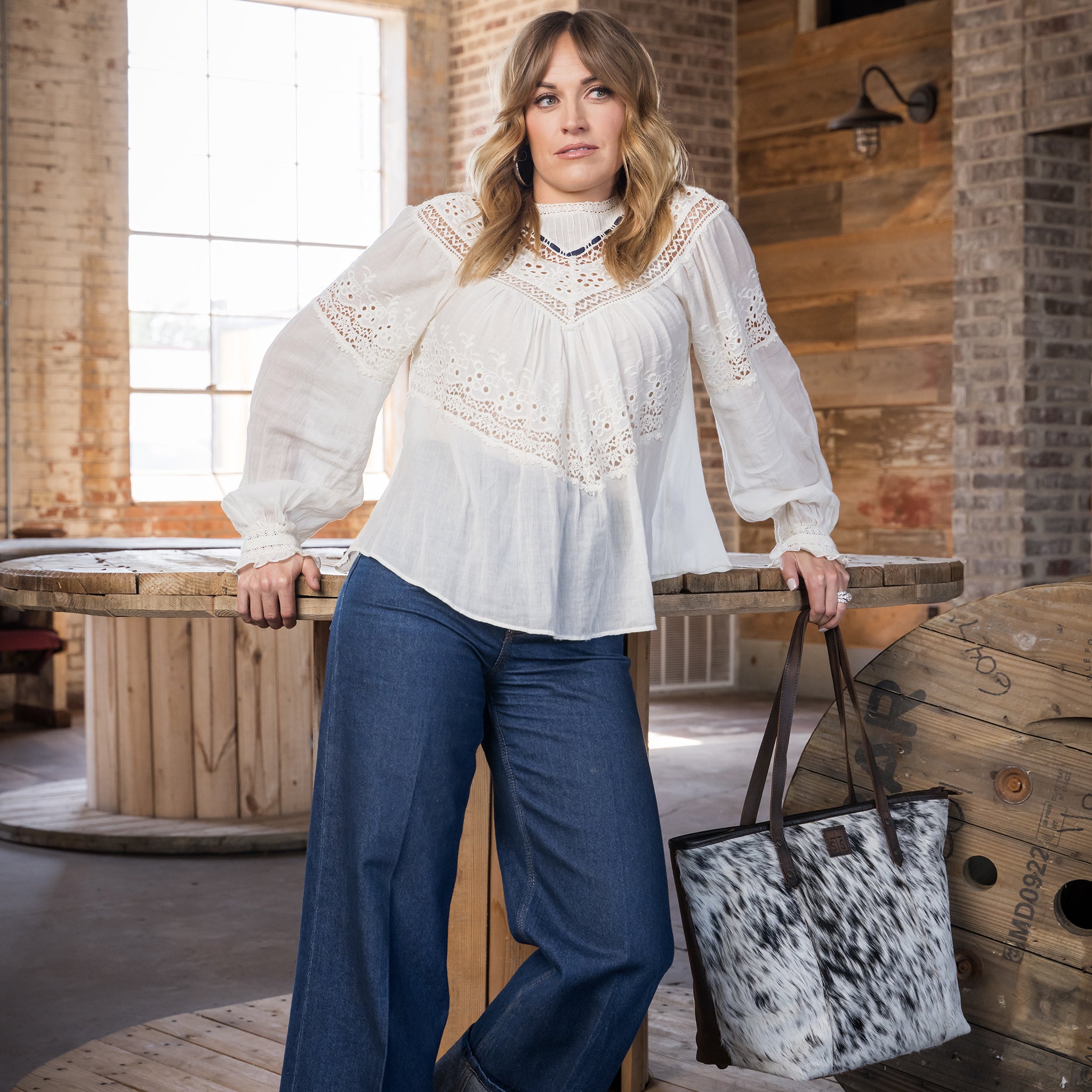 Cowhide Laptop Tote