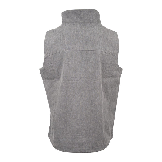 back of our gray fleece lined, zip up vest on white background