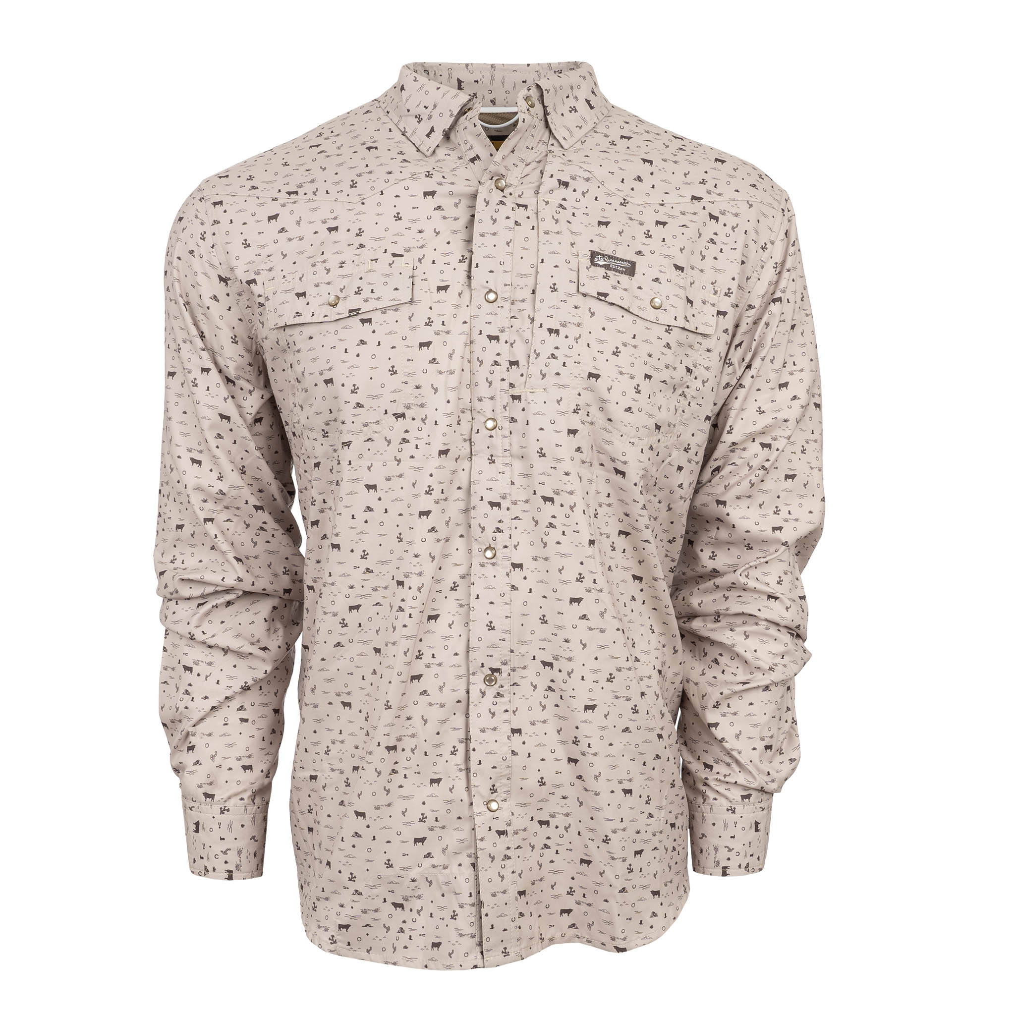 Men's Fischer - Long Sleeve - Khaki Bull Print