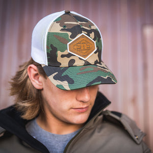STS Linear Diamond Patch Hat - Camo & White