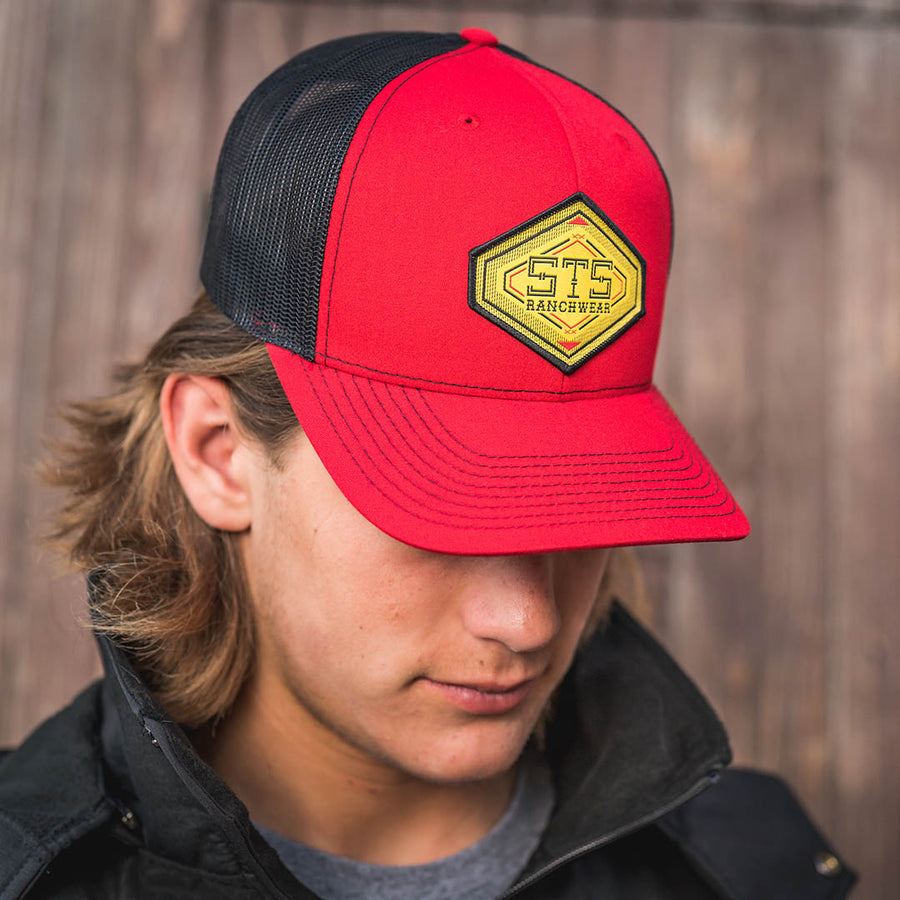 STS Linear Diamond Patch Hat - Red & Black