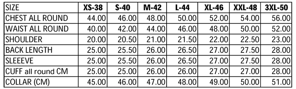 sizing chart for our softshell dark wash denim jacket with front snap closure, hand warming pockets and chest pockets 